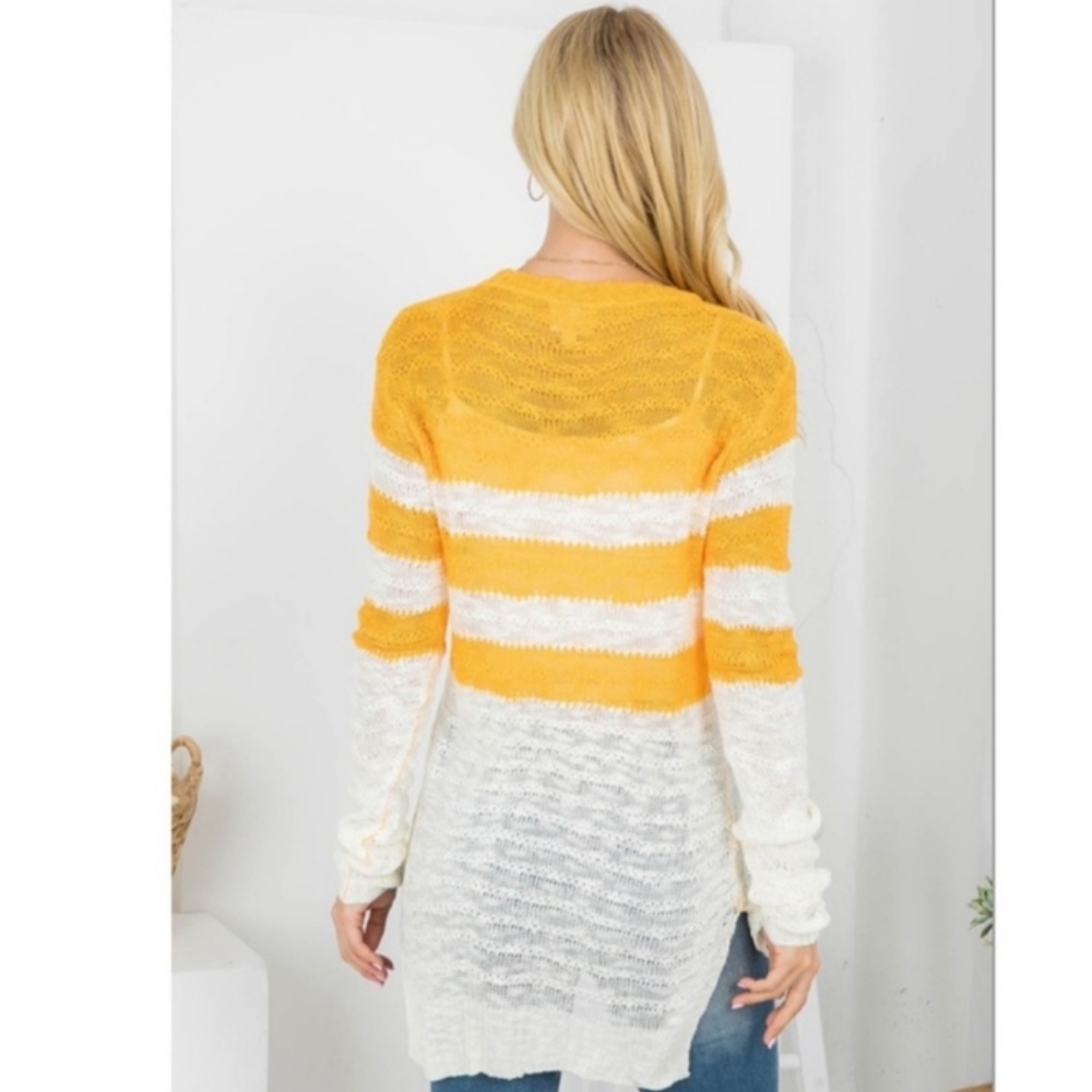 Xfer Ivory & Mustard Stripe Sweater - Picture 2 of 7